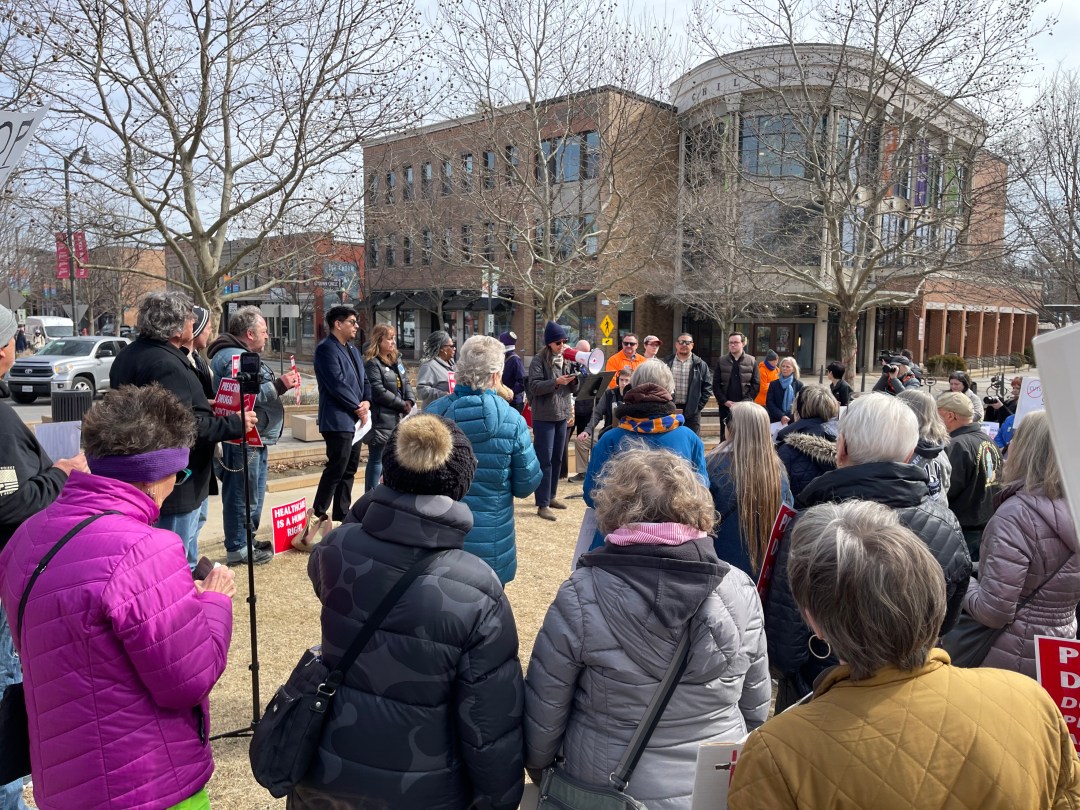 Rachel S speaking at the Protect Our Care Rally.